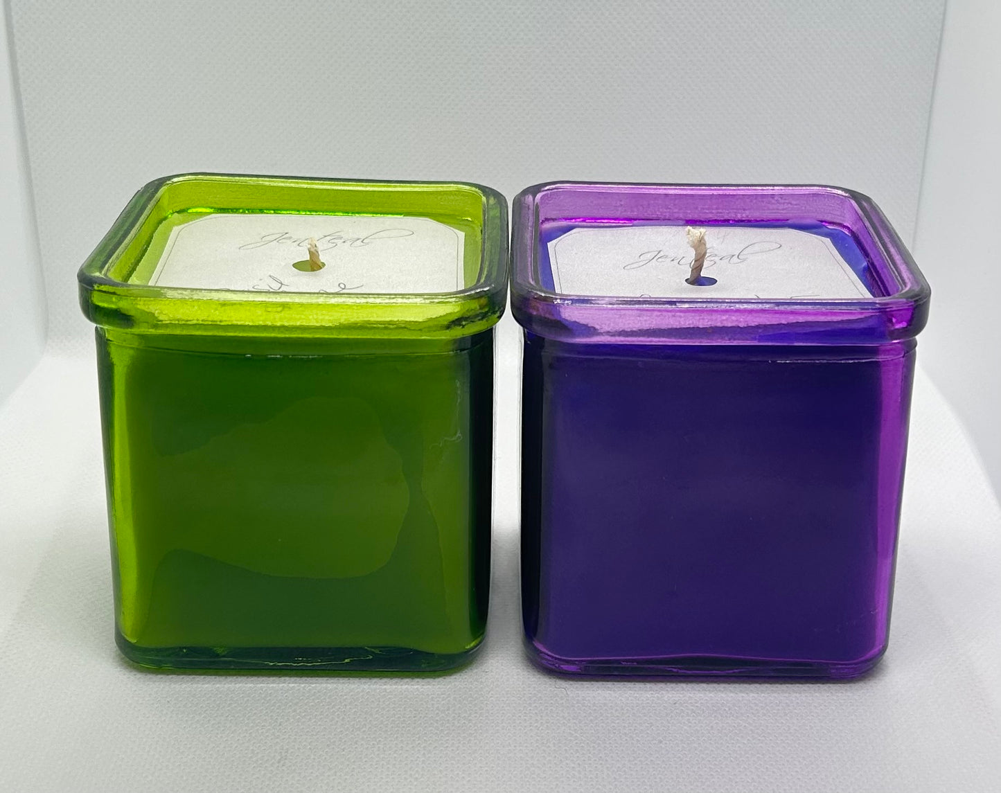 One of a Kinds!  8 oz. Glass Square Jar