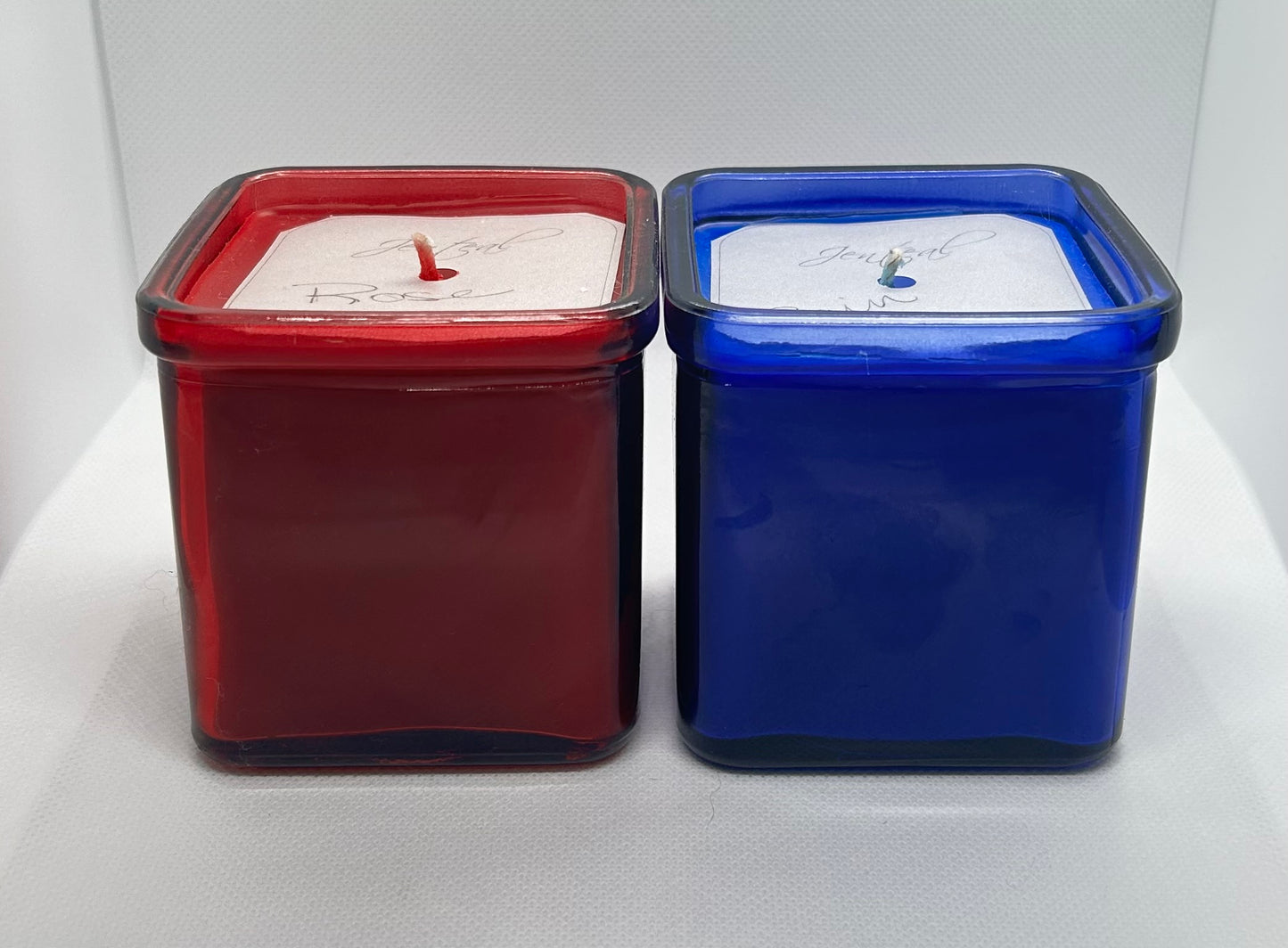 One of a Kinds!  8 oz. Glass Square Jar